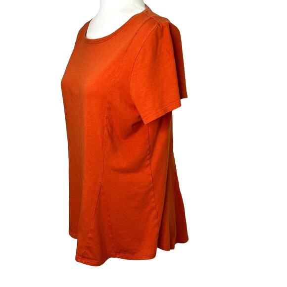 J. Jill Burnt Orange Short Sleeve A-Line Stretch Swing Top - Picture 3 of 7